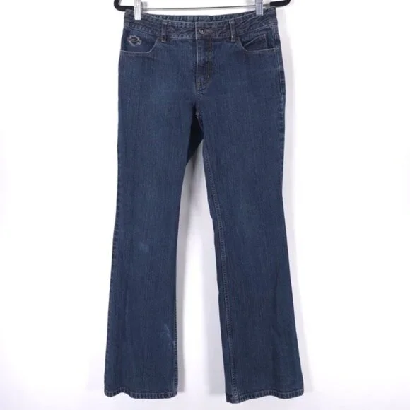 Harley Davidson Semi Flare Straight Mid Rise Jeans Size 8 Long - Picture 1 of 14
